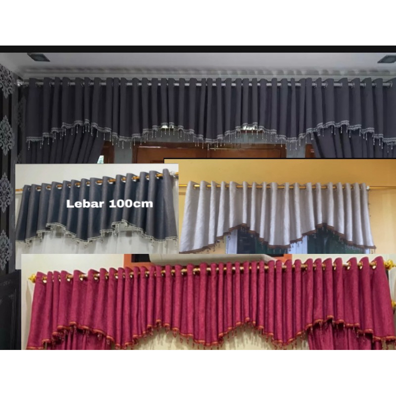 Gorden Poni saja Rumbai Atas Pintu Blackout import Polos Ruang Tamu Jendela Pintu Kamar Murah Mewah