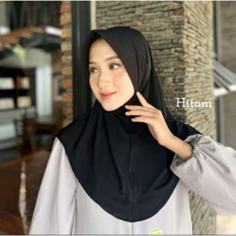 hijab sport warna hitam/bergo hamidah jersey/hijab olahraga size M