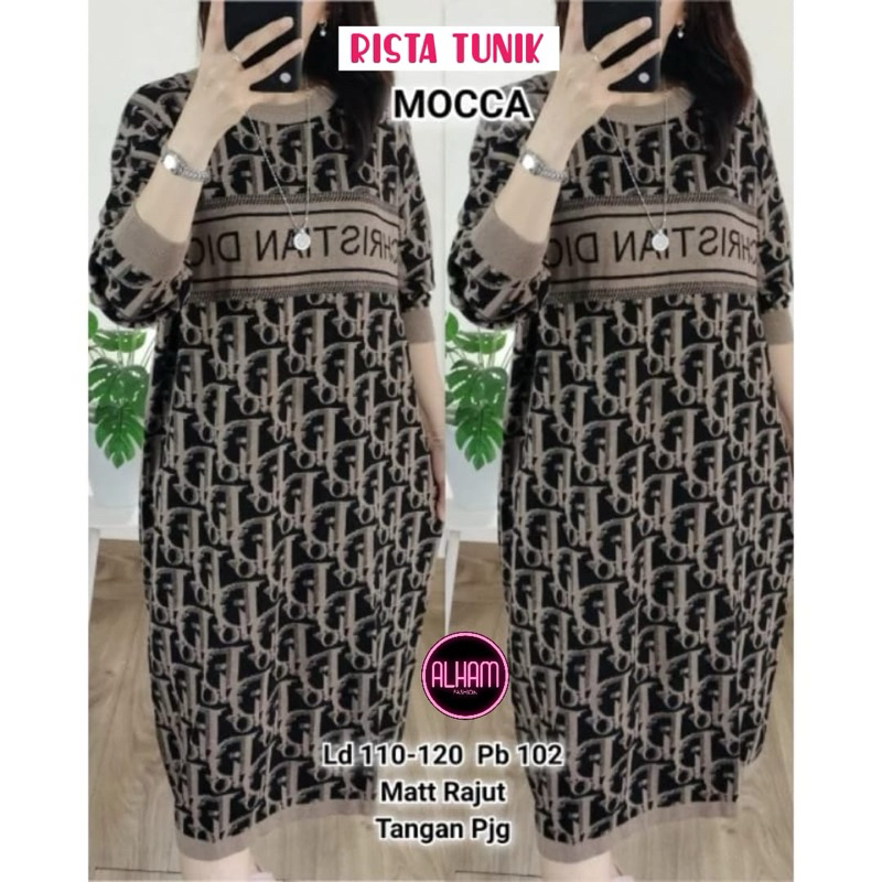 Rista Tunik Rajut Import Stretch Motif Premium