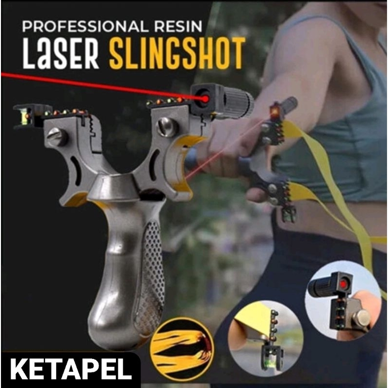 Ketapel Laser Sling Shot Hobi Berburu Burung Ikan - Ketapel With Laser Light Sight & Rubber Band