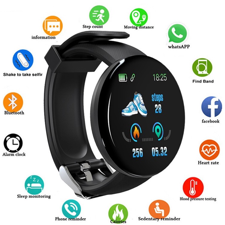 SKYMAXID Jam pintar D18 Jam Tangan Pria Wanita Digital Smartwatch WATCHKITE WKOS