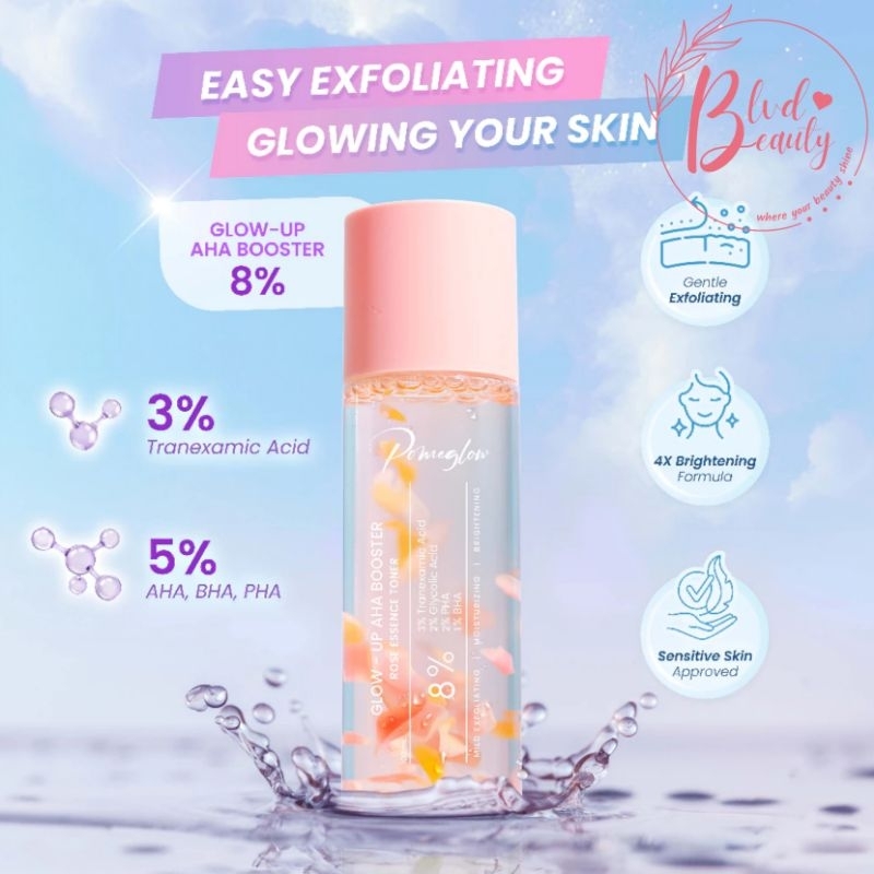 POMEGLOW Glow Up AHA Booster Exfoliating Toner for Face & Body