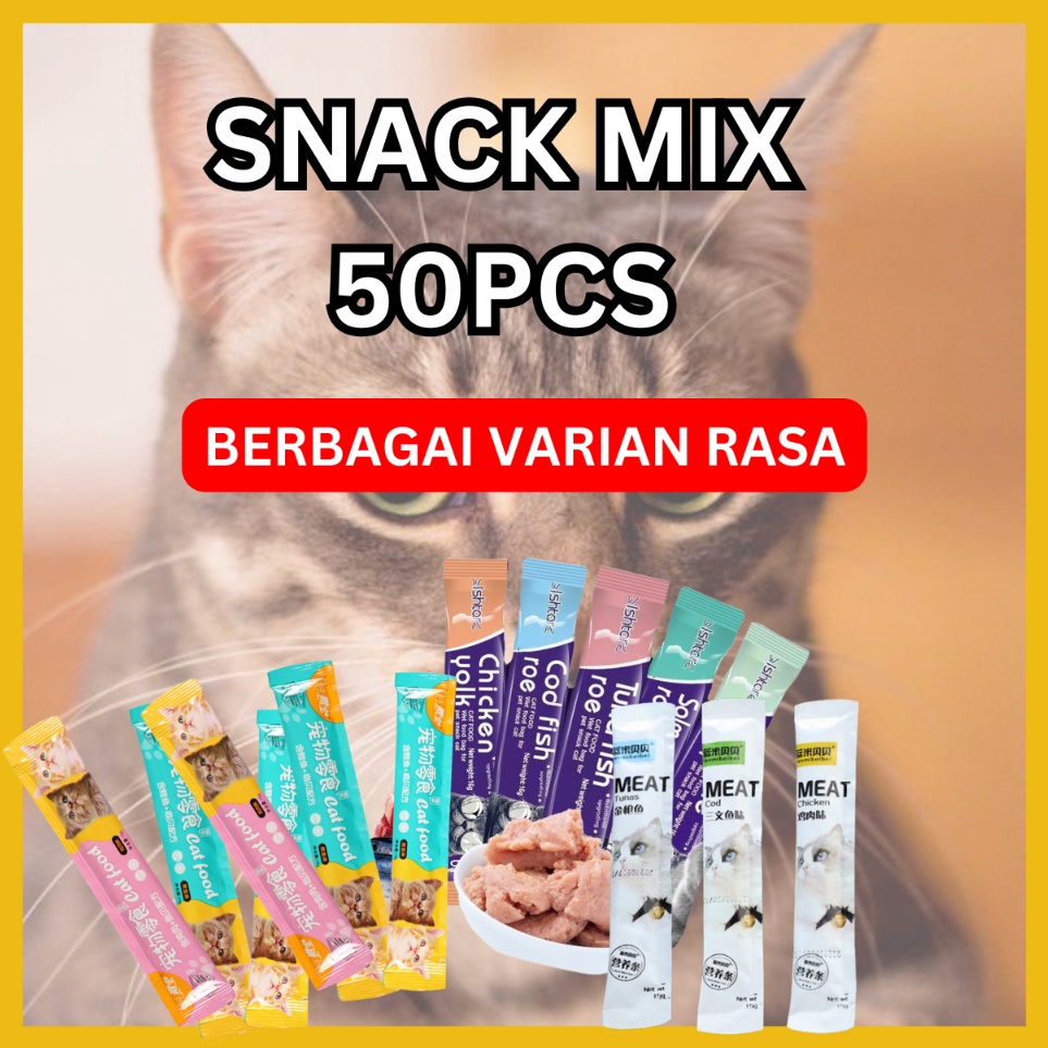 Mewah Snack Kucing MIX 5 pcs  Makanan Kucing  Snack Creamy  Snack Hewan Peliharaan  Snack Strip Kuci