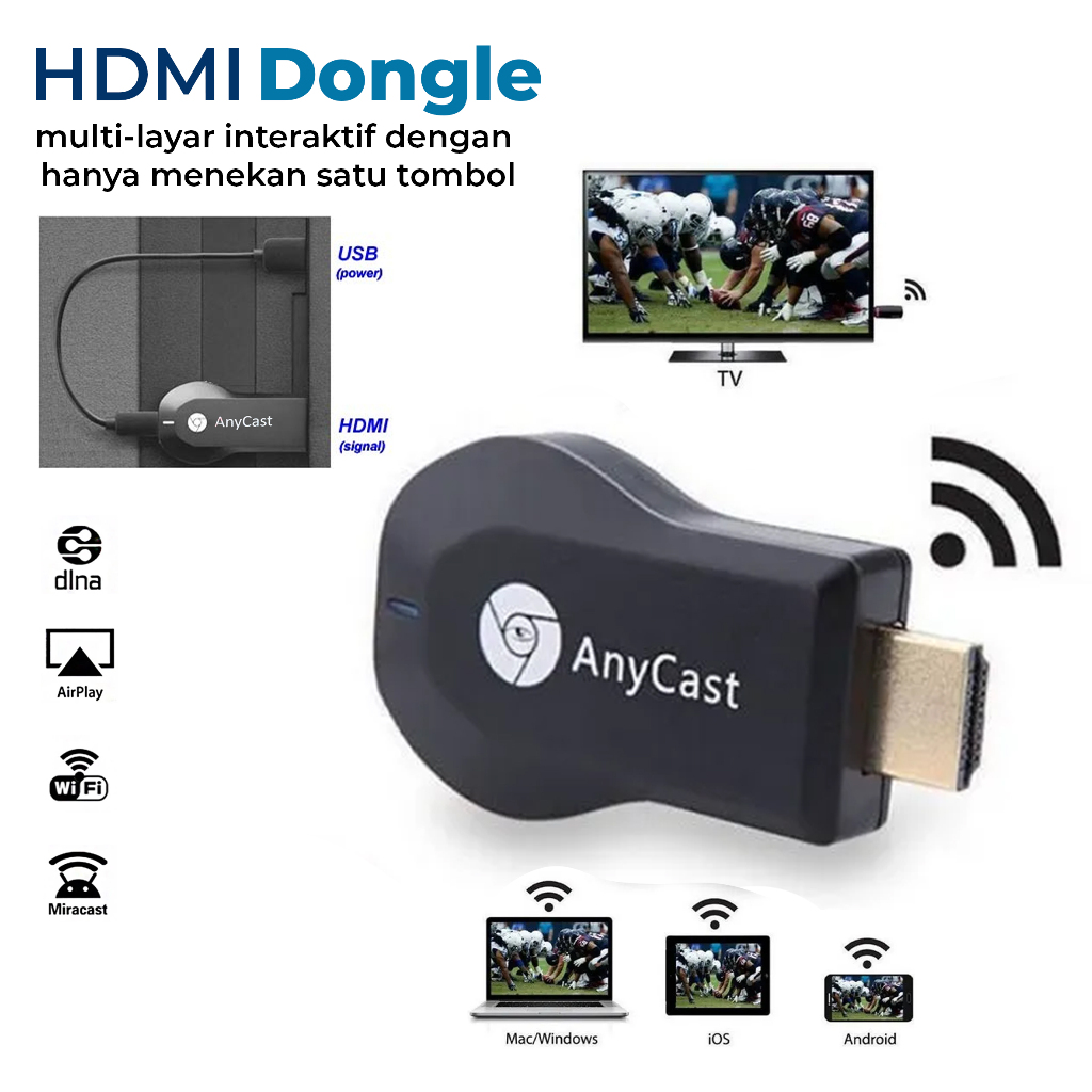 HDMI BLUETOOTH DONGLE LAYAR SMARTPHONE / HDMI ANYCAST DONGLE WIFI ALAT UNTUK MEYAMBUNGKAN HP KE TV L