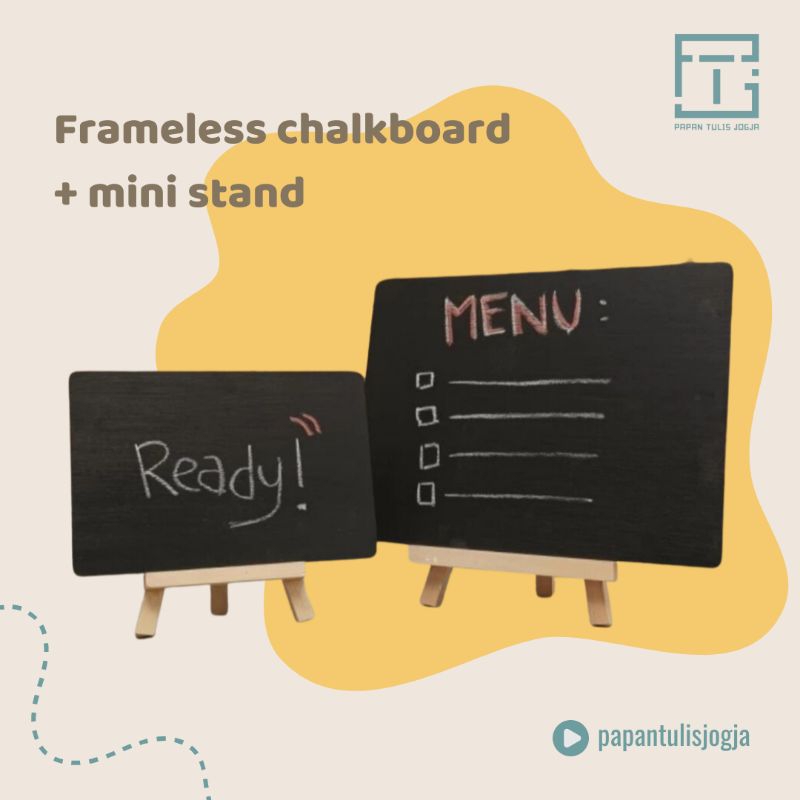 

Papan tulis kapur frameless dengan mini stand | blackboard | chalkboard