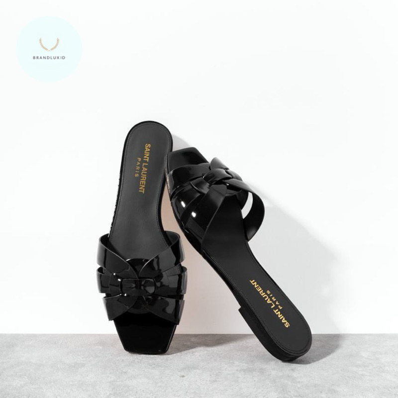 Saint Laurent Tribute flat sandal patent leather