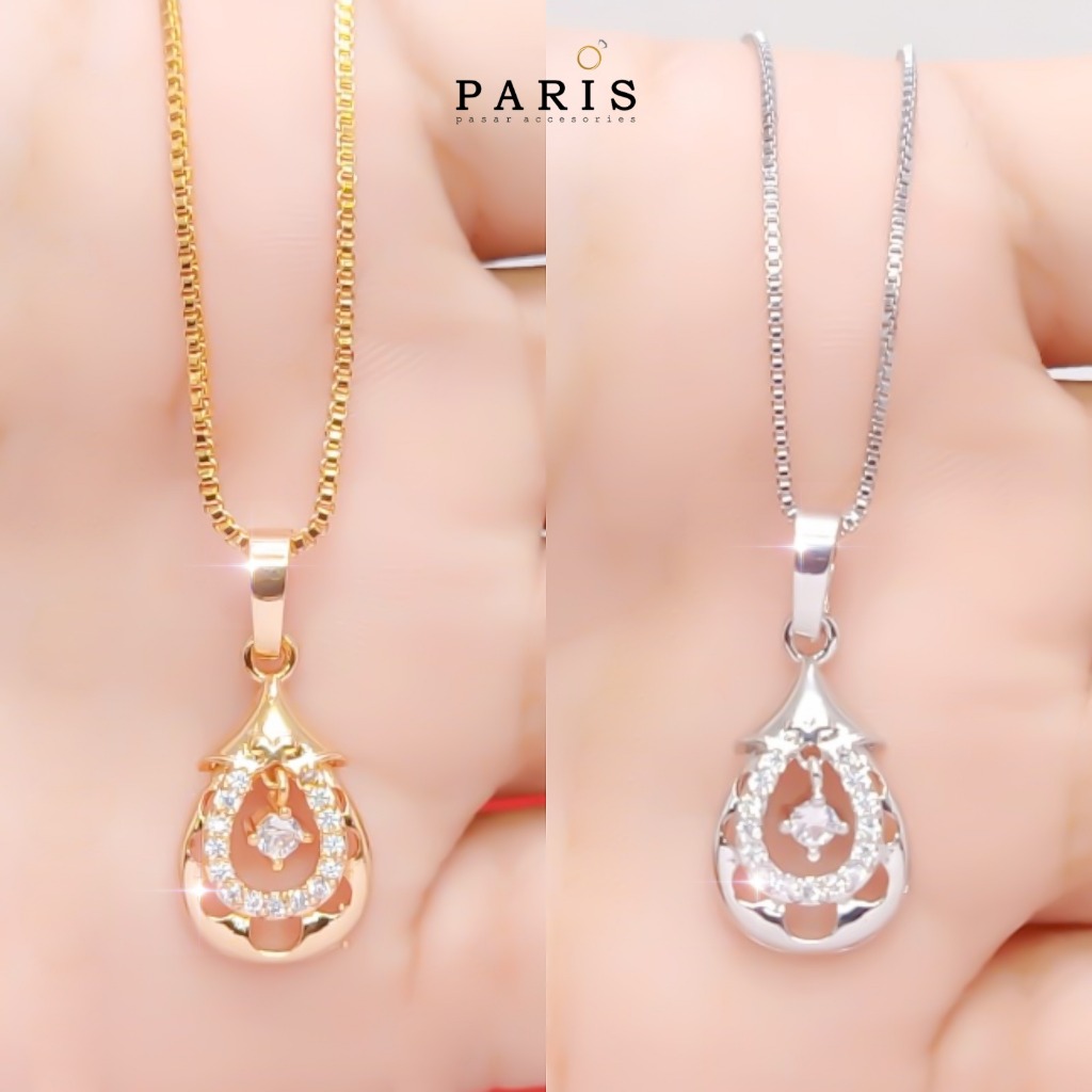 Kalung Itali Set Liontin Lapis Emas Dan Perak Perhiasan Wanita Dewasa Dan Remaja KL.33