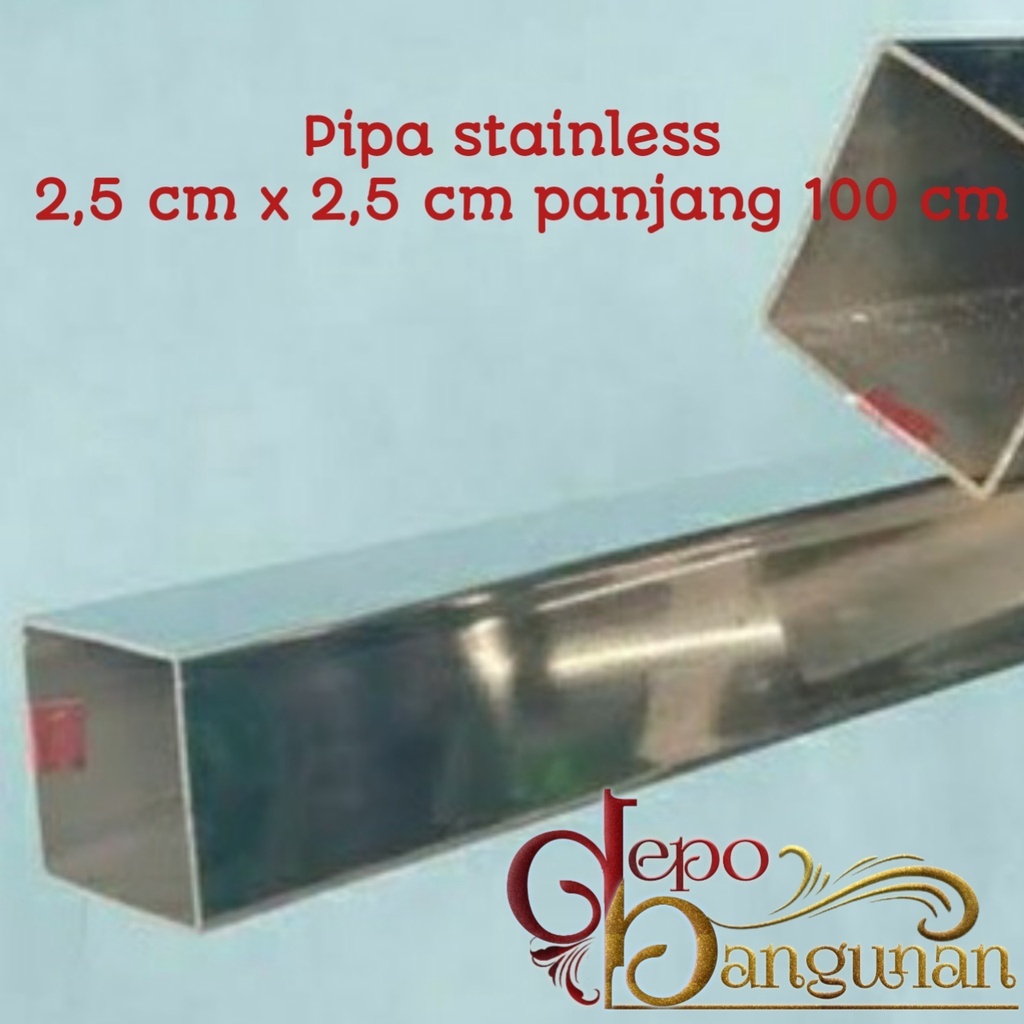 hollow stenlis 25mm x 25mm panjang 1m | pipa stenlis kotak