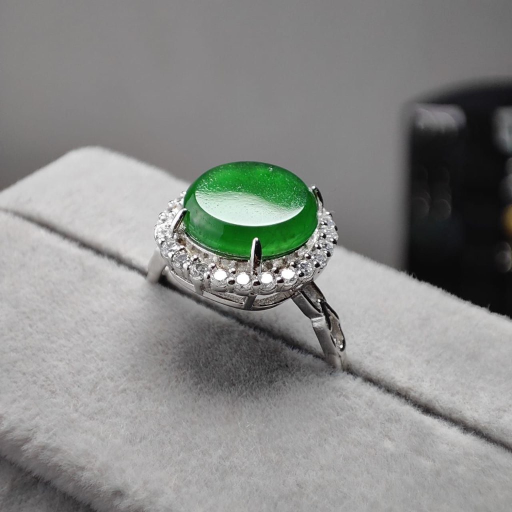 CINCIN BATU GIOK PREMIUM ASLI BURMA NATURAL JADEITE JADE BERSERTIFIKAT