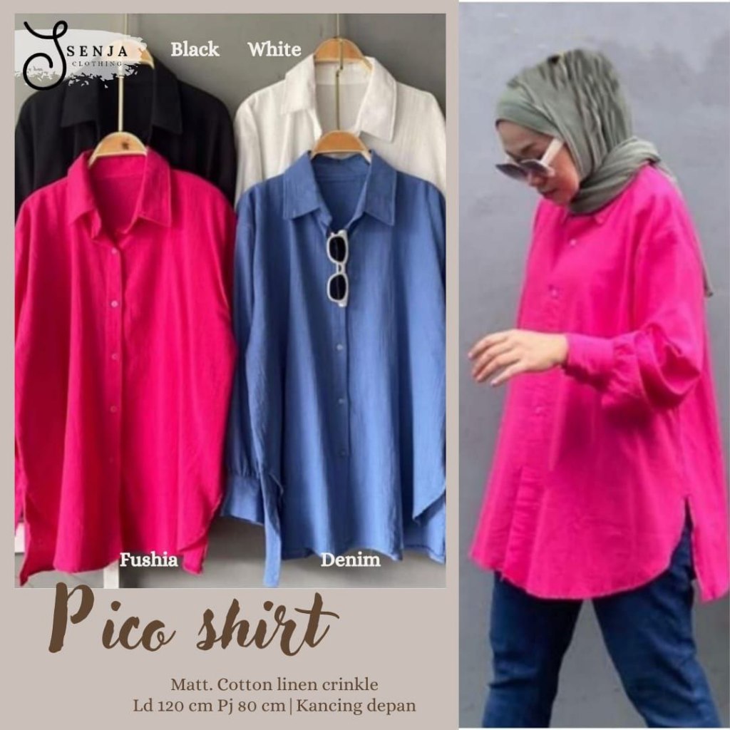 SENJA RILLO | PICCO | FRISSLY KEMEJA WANITA JUMBO BIGSIZE POLOS OUTFIT HIJAB KEKINIAN OOTD KANTOR KU