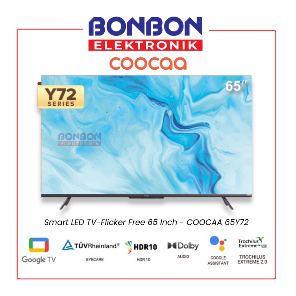 Coocaa LED Smart TV 65 Inch 65Y72 - Flicker Free - Google TV COOCAA 65Y72