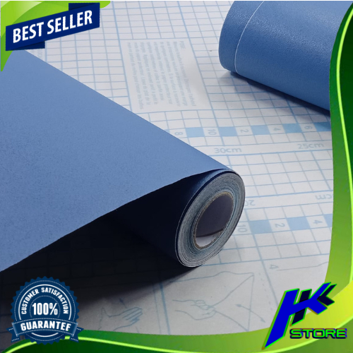 Wallpaper Dinding Motif Polos Pastel 45cm x 10m Polos Pastel Biru Navy Wallpaper Sticker Wallsticker