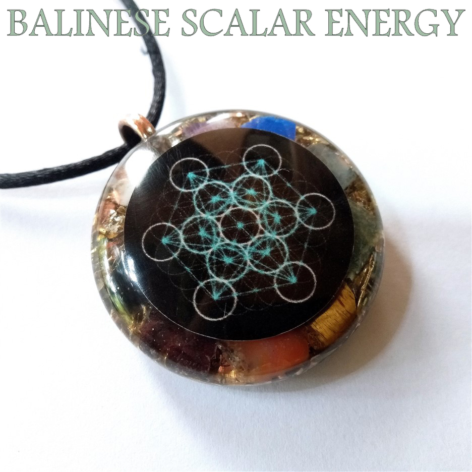 PENDANT 7 CAKRA ORGONITE SCALAR ENERGY WITH METATRON SACRED GEOMETRY