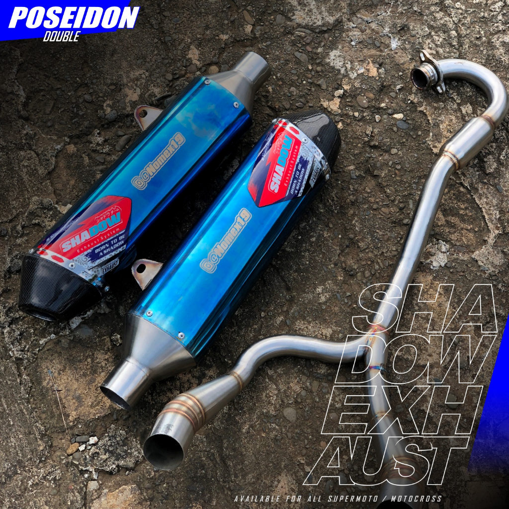 Knalpot CRF150 KLX150 WR155 double muffler Poseidon Shadow Exhaust System