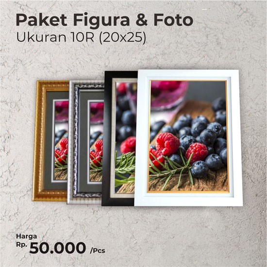 PAKET Pigura Figura Bingkai Frame & Cetak Foto 10R