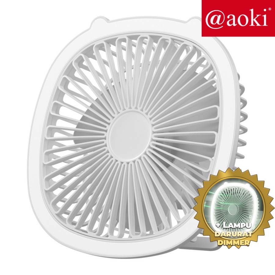 Kipas Angin Portable AOKI Ak-809Plus Kipas Gantung USB+lampu dimmer darurat 8 inch
