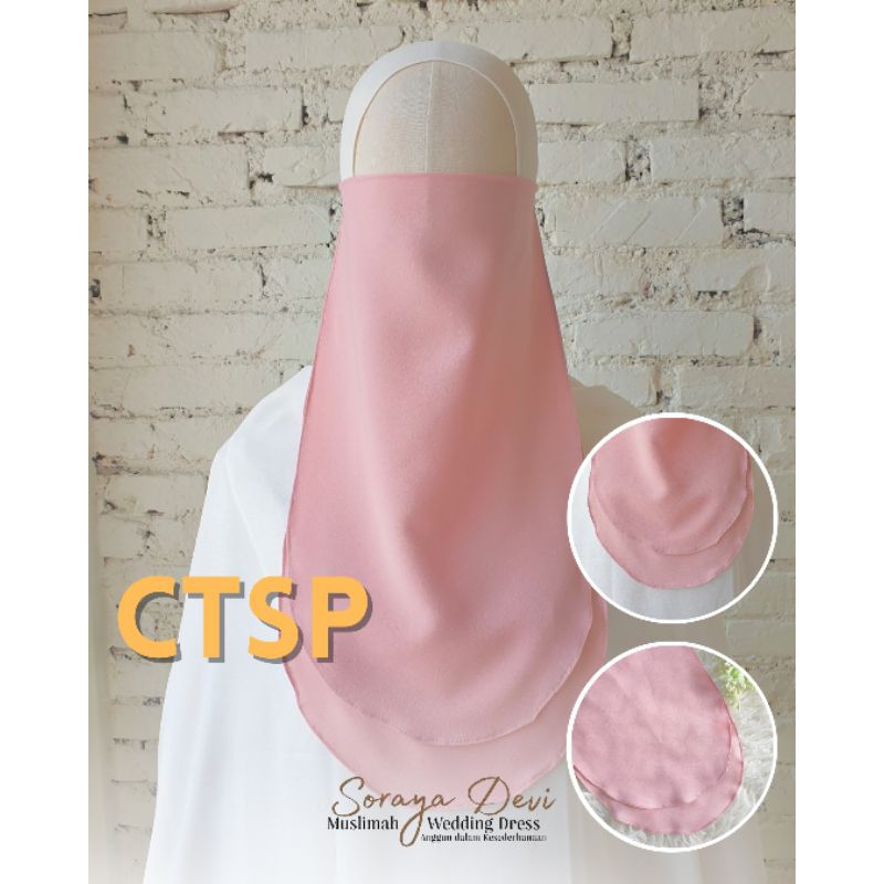 Cadar Tali 2 layer Tanpa Jahitan Bawah Mata Ceruty Babydoll Premium Warna Soft Pink