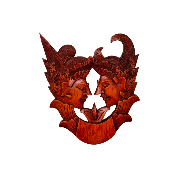 Topeng Pajangan Dinding Rama Sintha / Rama Sinta Ukuran 25x20cm | Ukiran Bali | Topeng Bali | Ukiran