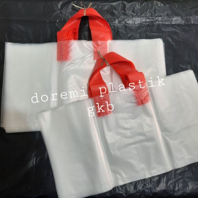 kresek plastik bandeng / tas plastik polos soft handle brownies bronis bolu bandeng putih bening