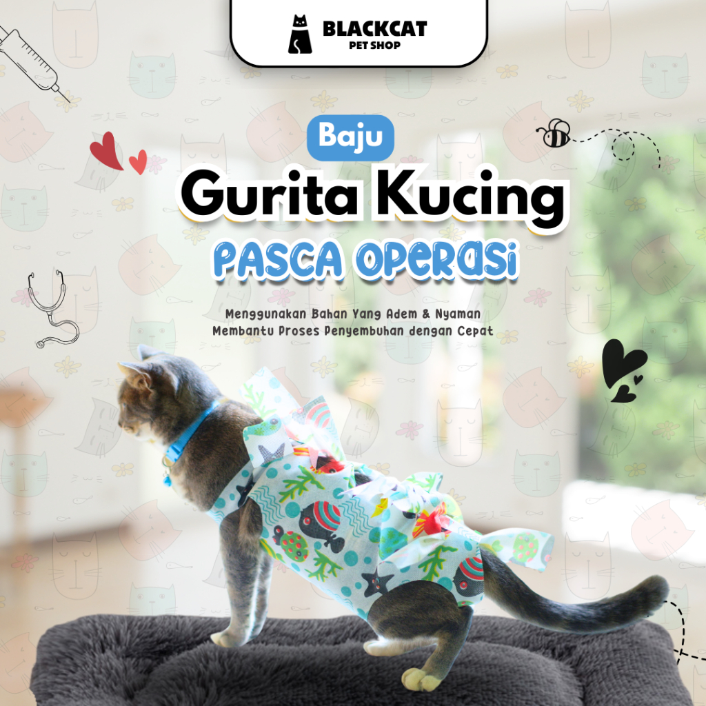 BLACKCAT Gurita Kucing Pasca Operasi Baju Gurita Setelah Steril Kucing