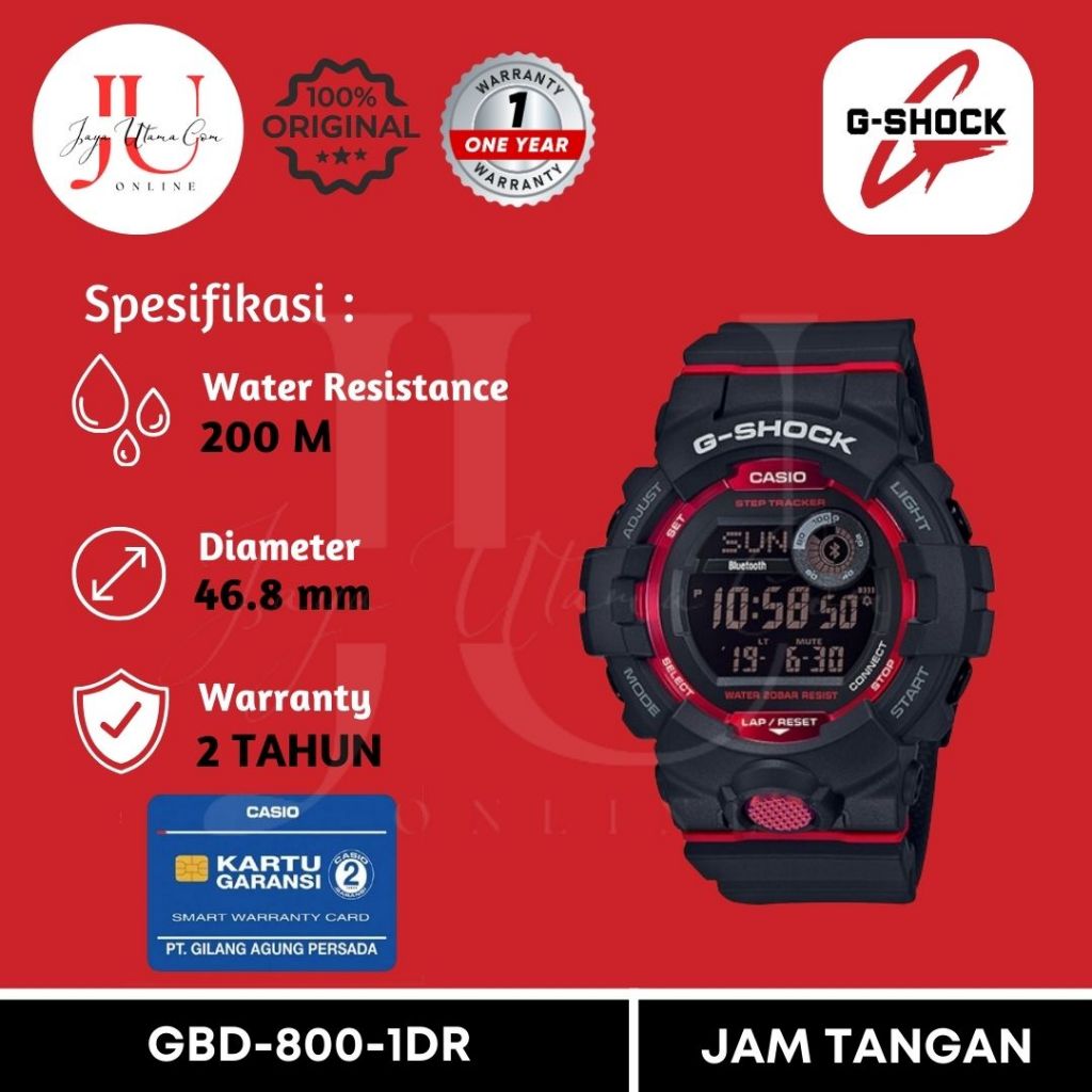 Casio G-Shock G-Squad GBD-800-1DR Step Tracker Smart Bluetooth Black Resin Band