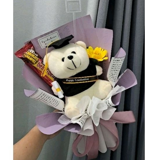 Buket Boneka dan Snack / Buket Wisuda Murah / Buket Snack