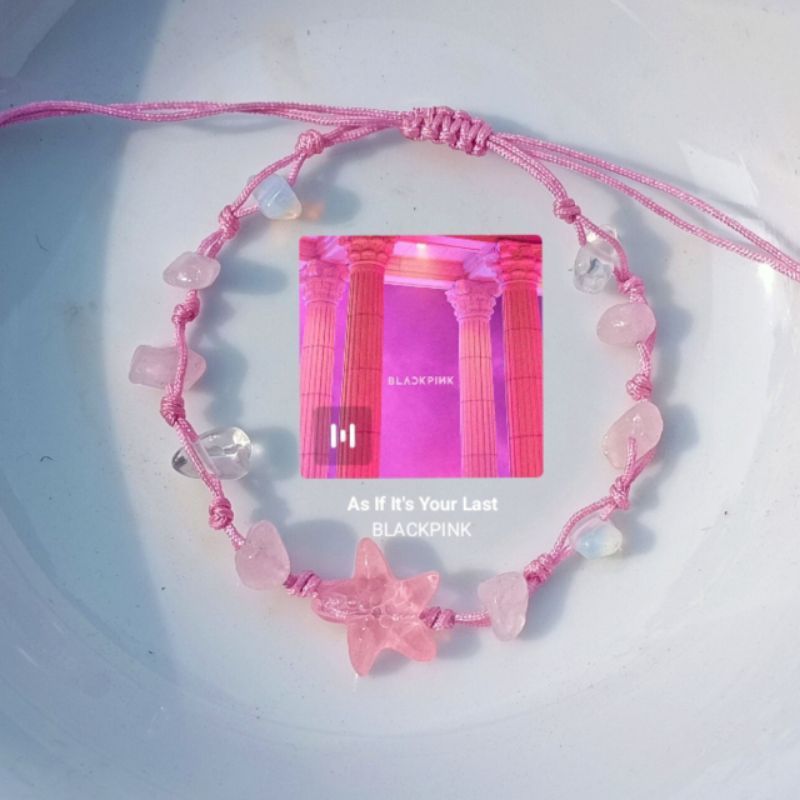 starfish pink | gelang tali serut | gelang tali giok | gelang giok | Thai bracelet | black pink seri