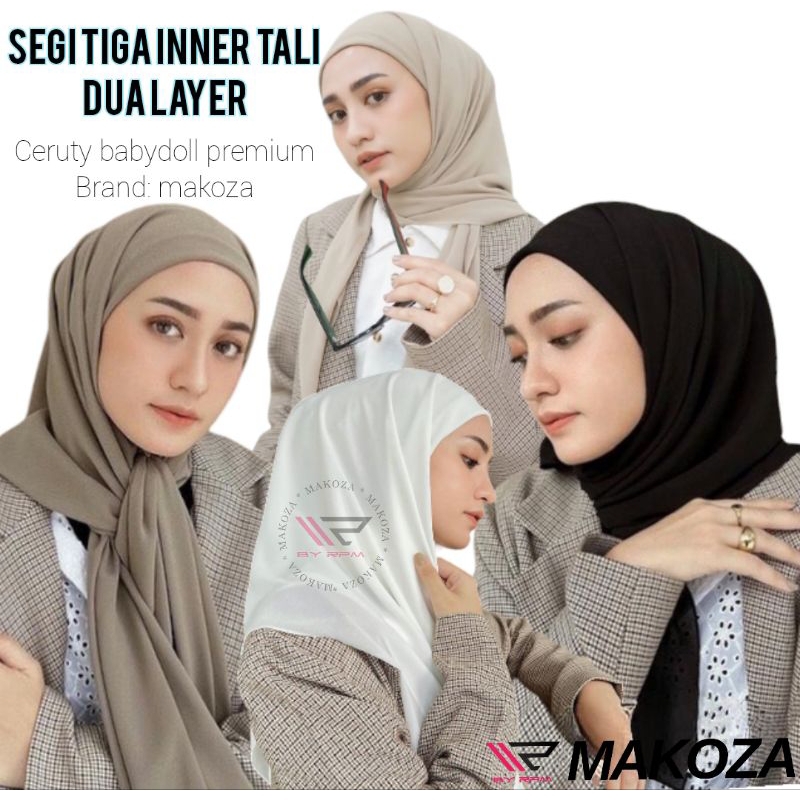 𝐌𝐀𝐊𝐎𝐙𝐀 - Segitiga inner tali 2 Layer ceruty babydoll/Segi Empat Inner/Kerudung Instan Makoza