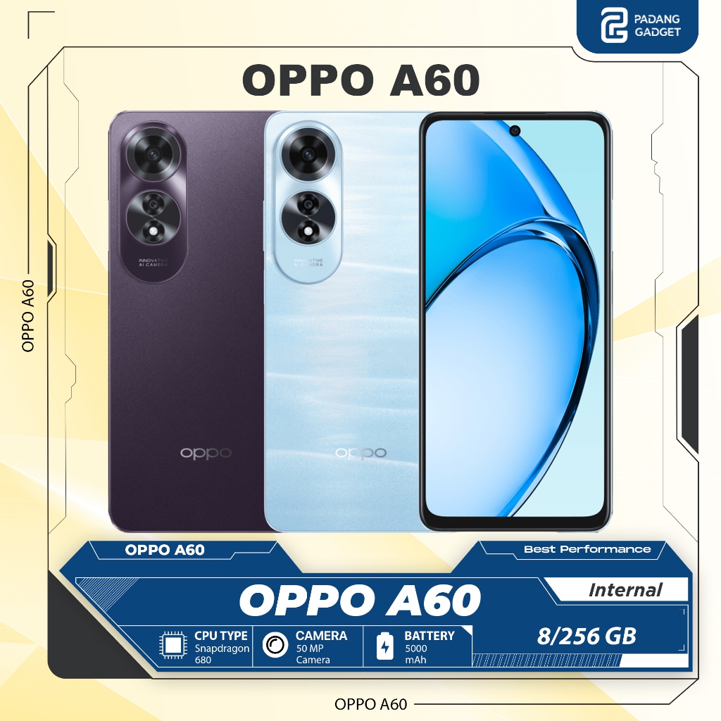 Oppo A60 Ram 8+8/128 dan 8+8/256 GB Original Bersegel NFC Extended Ram Smartphone Hp Android BNIB Ga