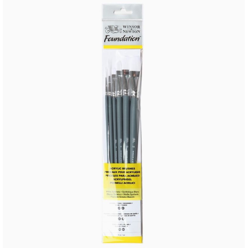 

KUAS FOUNDATION ACRYLIC BRUSH SET 6 WHITE SYNTHETIC LONG HANDLE WINSOR & NEWTON 5295008