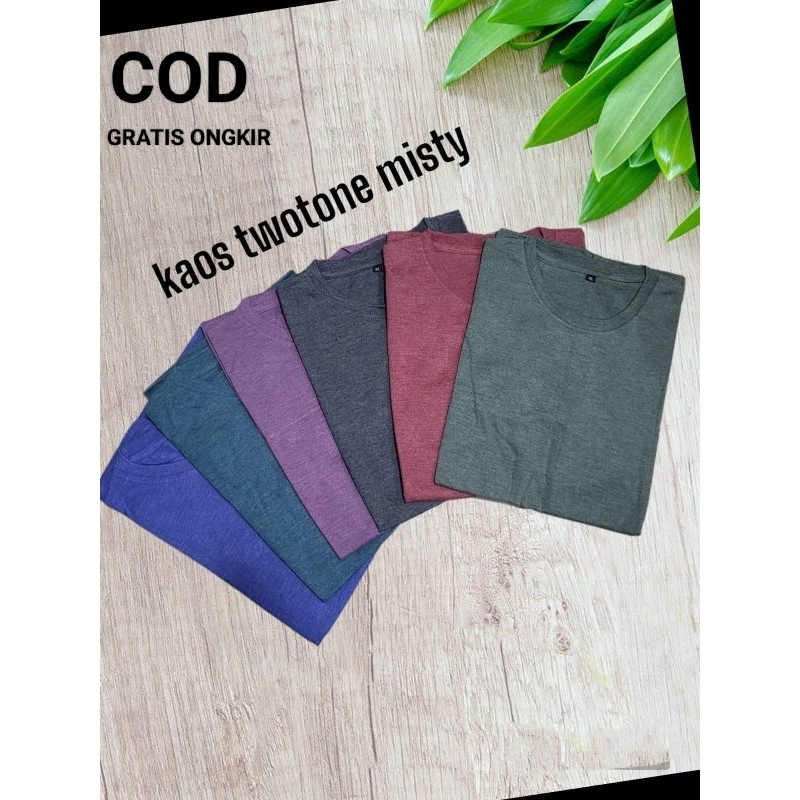 KAOS Polos KATUN TWOTONE MISTY 24s Ready Ukuran Dewasa M, L, XL dan XxL Jumbo