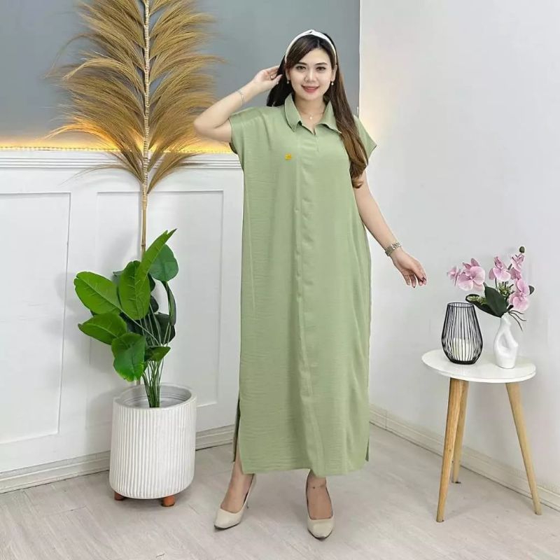KOREAN DRESS CRINGKEL AIRFLOW DASTER CRINGKEL JUMBO KEKINIAN DASTER WANITA REMAJA
