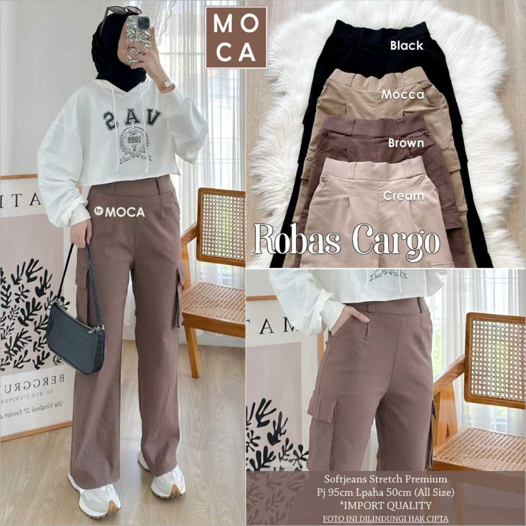Moca Berlabel Robas Salne Kinoa Kolis Jolly Losar Dixsi Cargo Polos Celana Panjang Premium Pakaian M