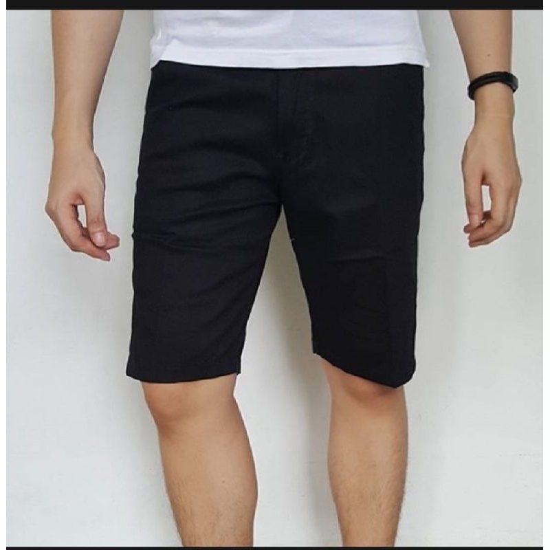 celana jeans pendek hitam polos pria keren
