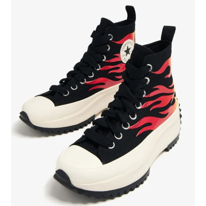 Converse Run Star Hike Bold Flame Flames Archive Print Platform Noir