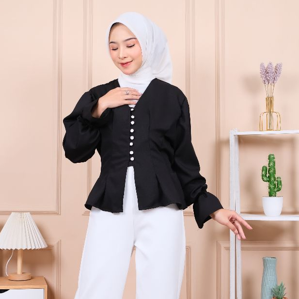 Larissa Top / Blouse Wanita Korea / Kemeja  Blouse Korea Hijab Friendly / Kemeja Atasan Wanita