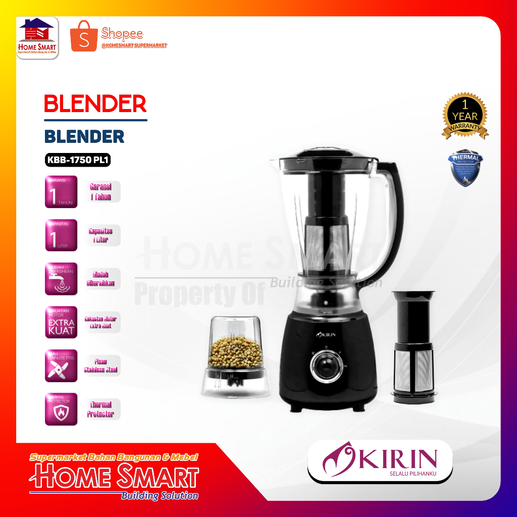 Kirin Blender Plastik 1.75L KBB-1750PL1