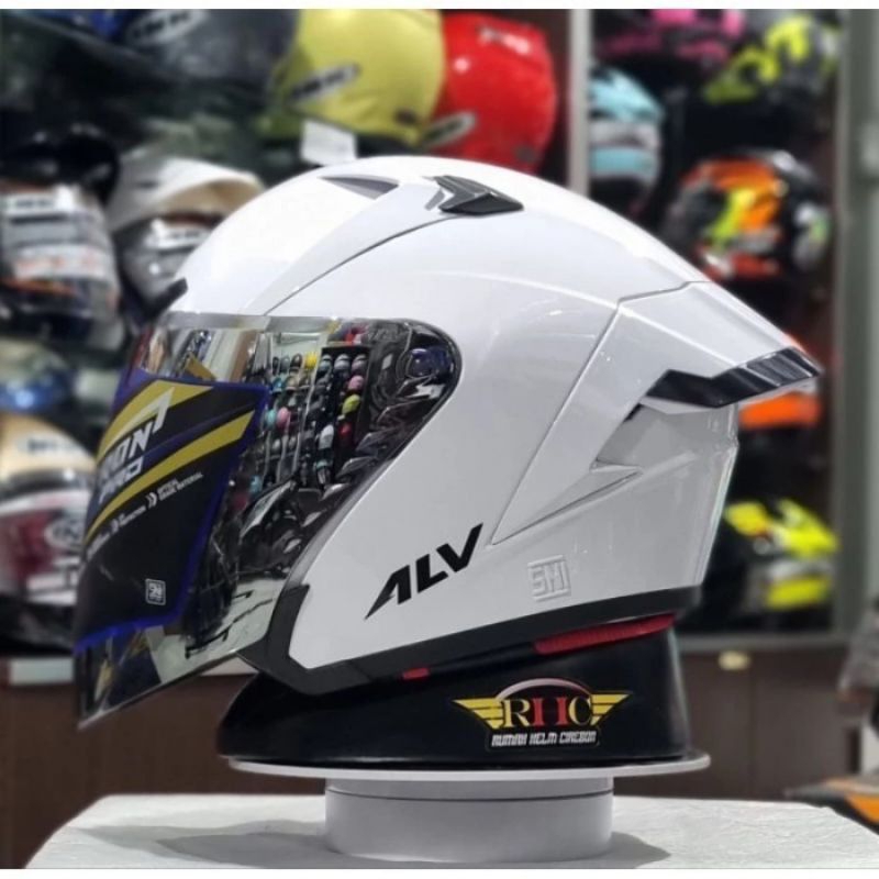Helm half face ALV ULTRON PRO White Paket ganteng Visor Silver