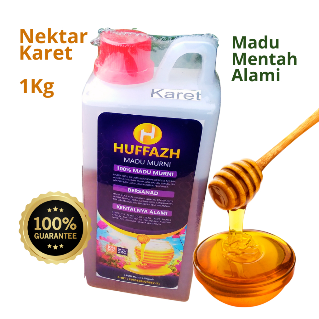 

Madu Nektar Karet 1kg - Madu HUFFAZH - Langsung dari sarang, Madu Murni tanpa Pemanis Gula - Madu Be