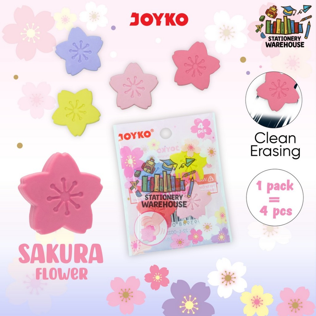 

Penghapus Eraser Joyko ER-142 Sakura Flower 1 Pack 4 Pcs