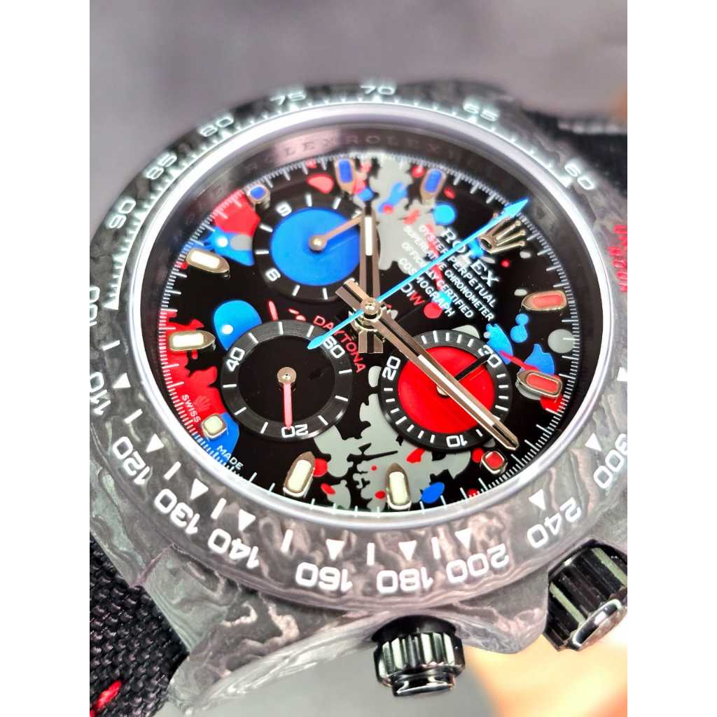 Jam Tangan Rolex Diw Carbon Daytona Motley Automatic Original