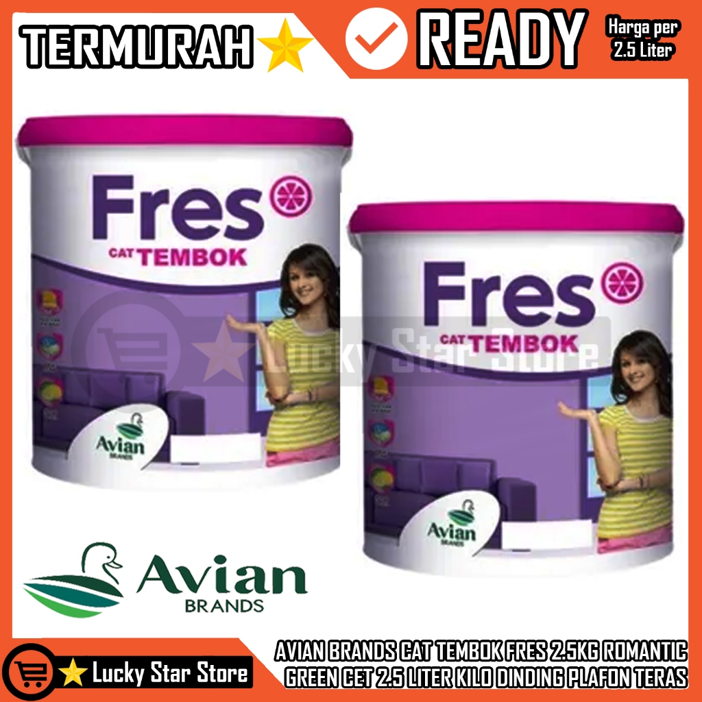 CAT TEMBOK FRES 2.5KG AVIAN BRANDS ROMANTIC GREEN CET 2.5 LITER DINDING PLAFON TERAS KAMAR CET ANTI 