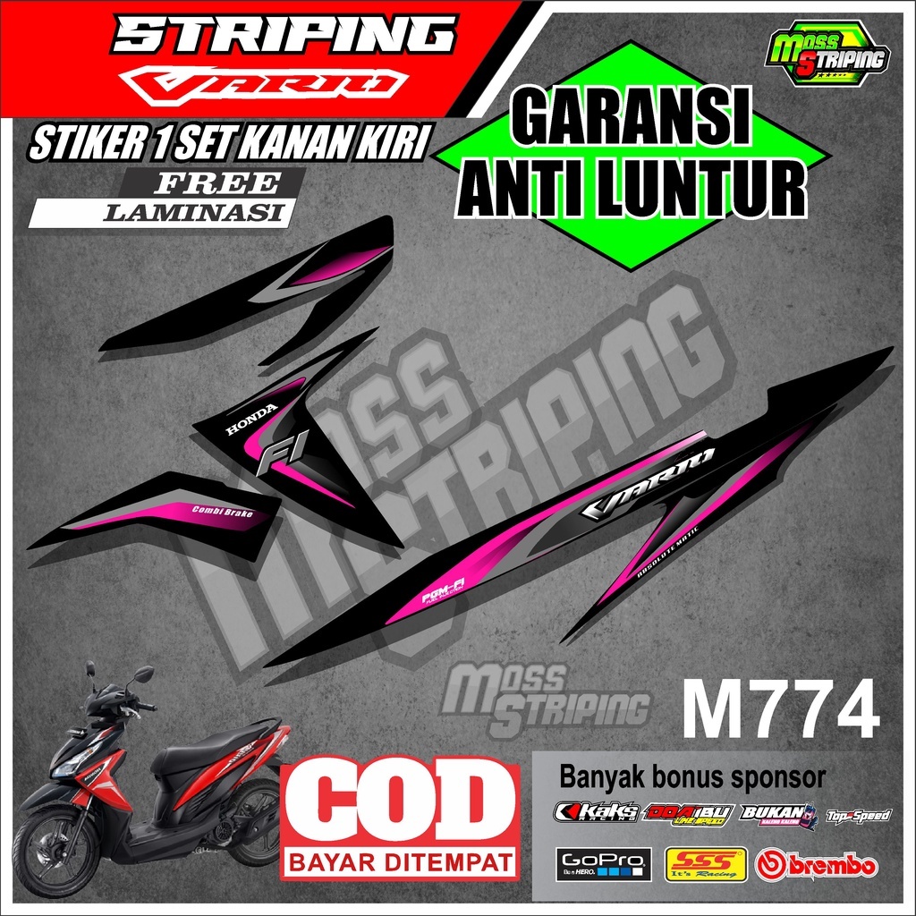 STIKER STRIPING MOTOR HONDA VARIO 110 FI KARBU M774 STICKER SETRIPING SETIKER SETRIP STRIP MODIF MOD