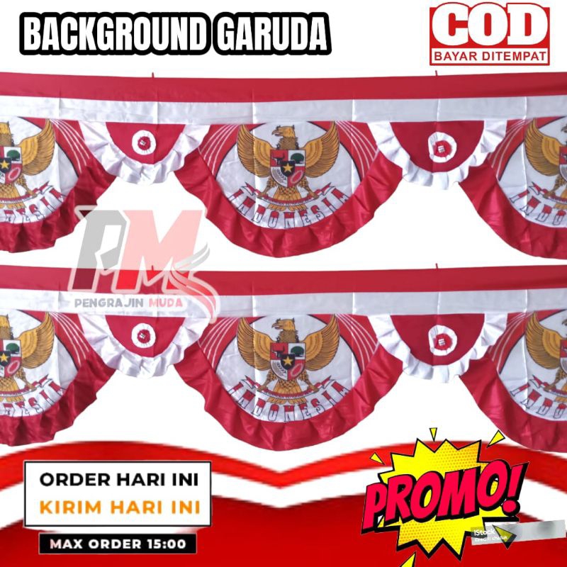 Bendera Background merah putih 10 gelombang panjang