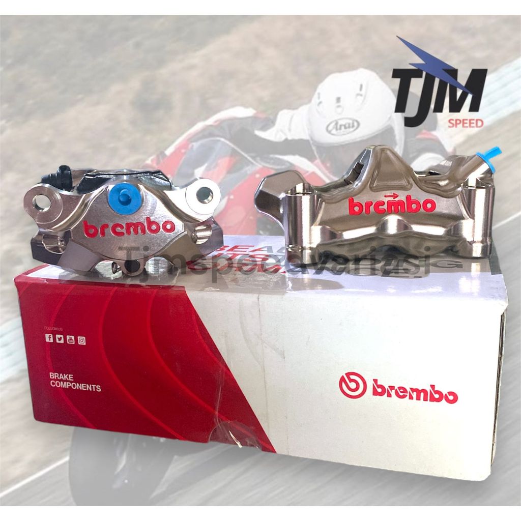 Paket kaliper BREMBO depan belakang GP4RX 100mm + brembo P2 nikel Nickel ori italy