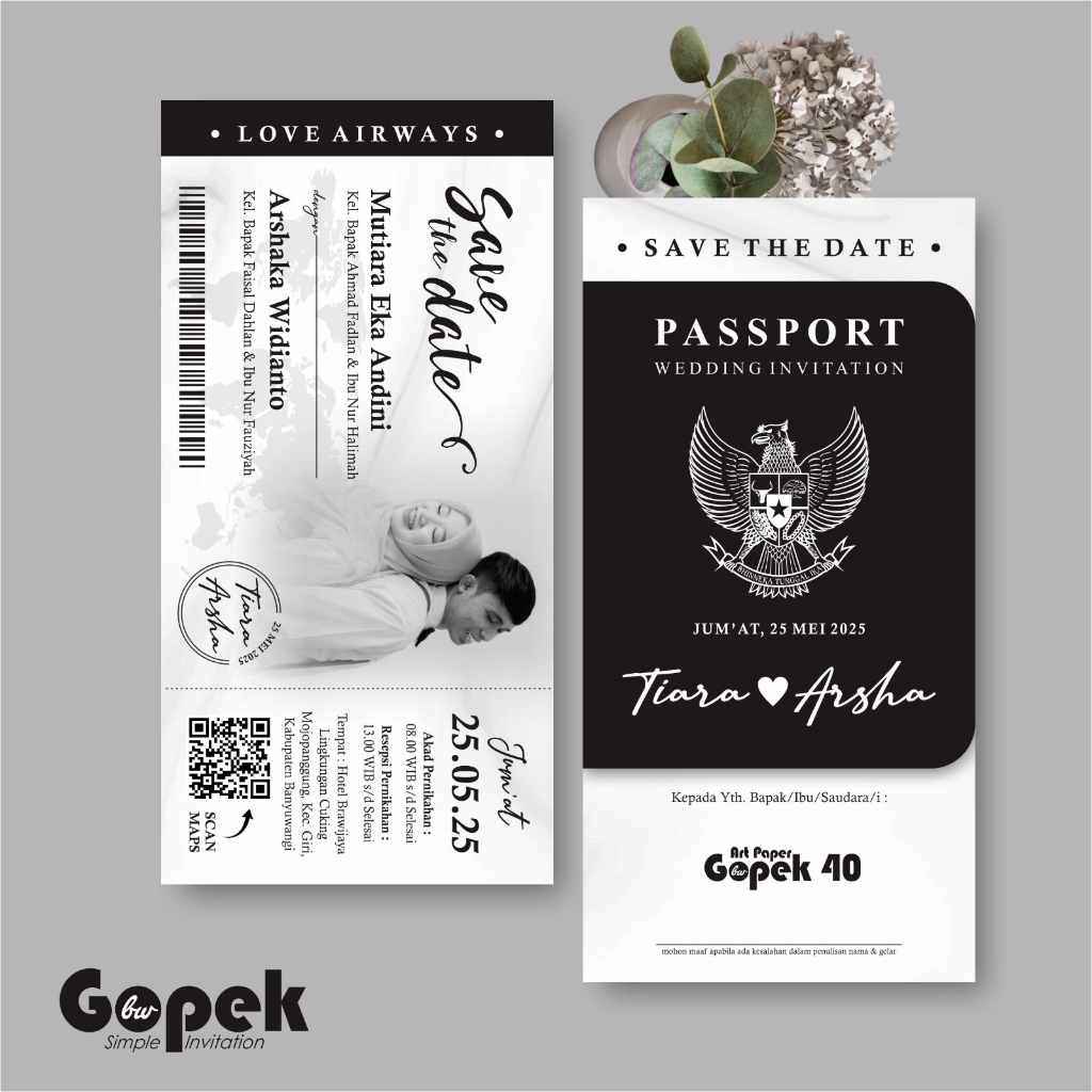 UNDANGAN PERNIKAHAN SIMPLE ELEGANT - UNDANGAN GOPEK BW