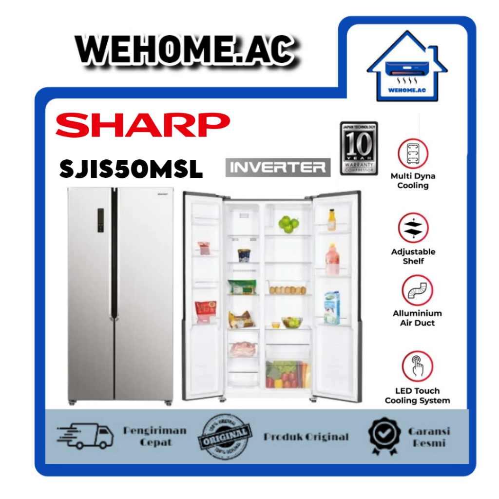 Kulkas Sharp Set By Side 2 Pintu SJIS 50MASL Kulkas 2 Pintu Lemari Sharp Kulkas Side By Side