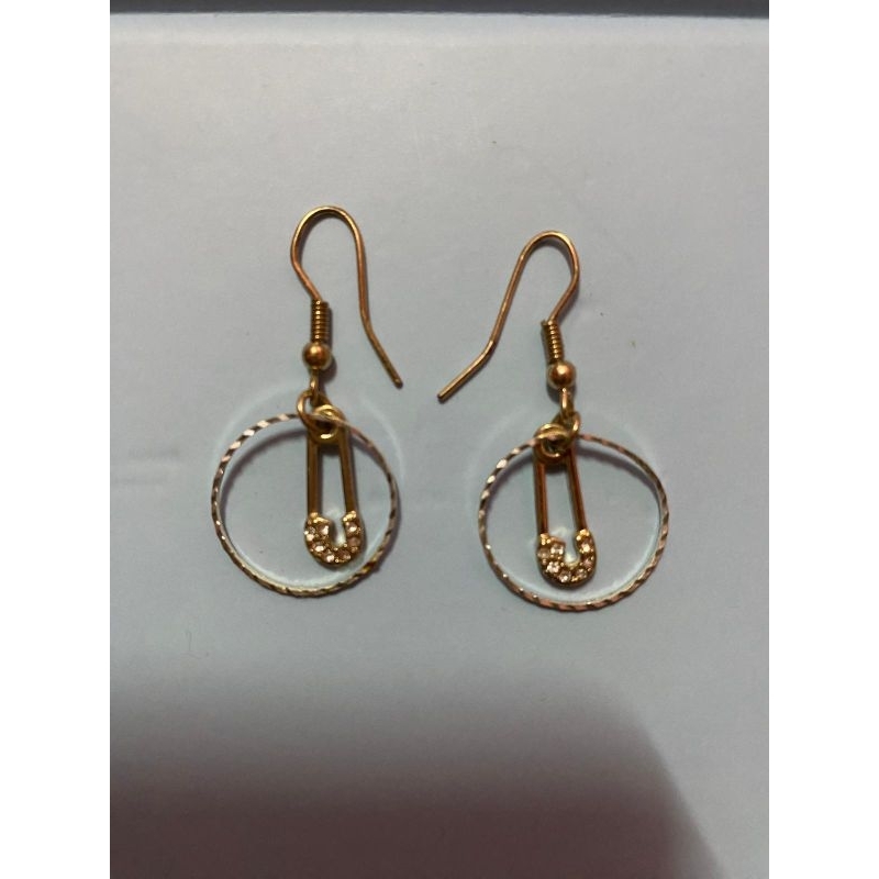 Anting korea lapis emas / anting motif peniti / anting cantik / anting lucu / sterling silver gold p