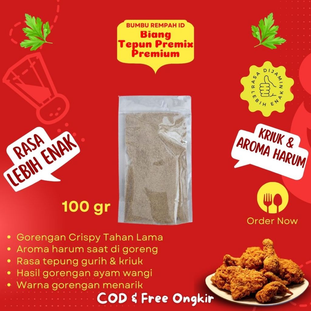 

Biang Tepung Premix Premium Untuk Fried Chicken / Ayam Crispy Ala KFC McD 100 gr