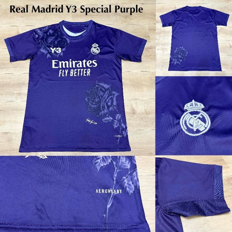 Jersey Bola Grade Ori Real Madrid Special Edition Y3 Purple & Black 2023 / 2024